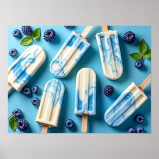Poster Colorful Berry Ice Cream Popsicle Pattern Summer