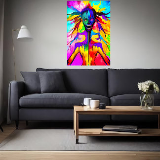 Poster Colorful bizarre portrait | AI Art