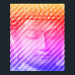 Poster Colorful Buddha Face Statue Formed By Lines<br><div class="desc">The face of Siddhartha Gautama, Buddha, with carved effect.
Image formed by lines of variable width.
Gift idea for people that love Asian art and spirituality.</div>