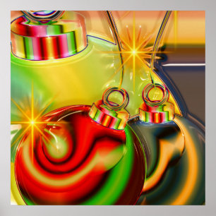 Pôster Colorful Christmas Ornament Mirrored Decoration