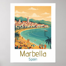Poster Colorful Classic Marbella Spain Travel Elegant Art