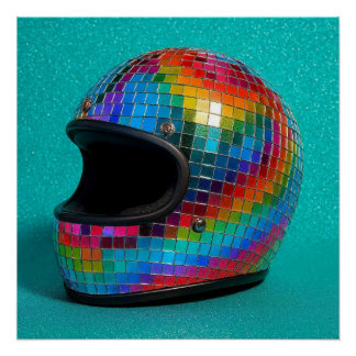 Pôster Colorful Disco Helmet Print.