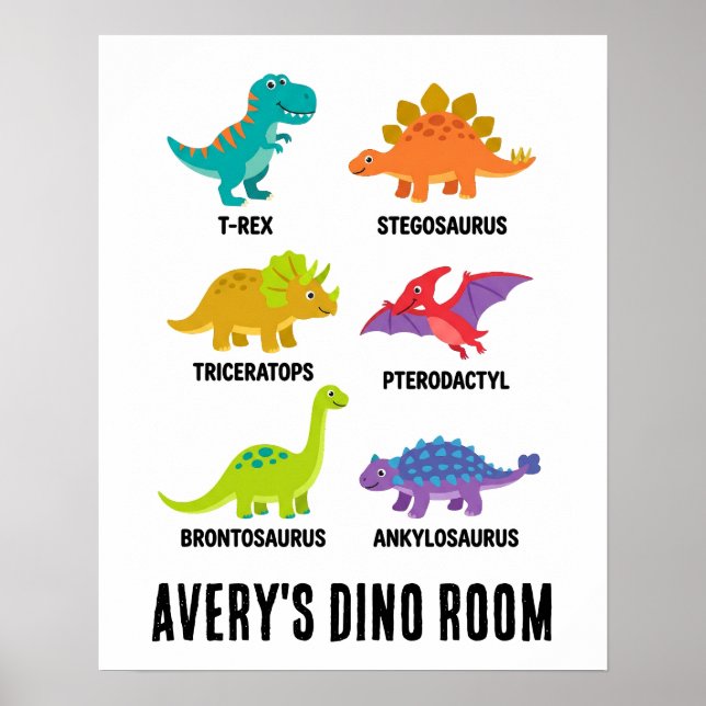 Poster Colorful Educational Dinosaurs Kids Room (Frente)