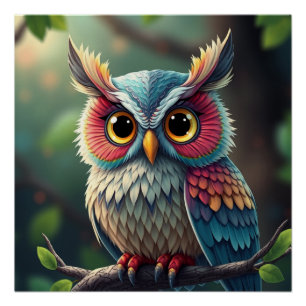 Pôster Colorful Fantasy Owl