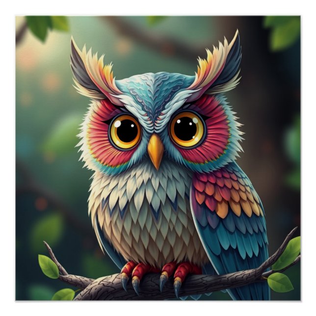 Pôster Colorful Fantasy Owl (Frente)
