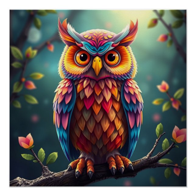 Pôster Colorful Fantasy Owl (Frente)
