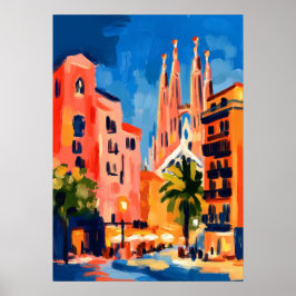 Poster Colorful Fauvist Barcelona Sagrada Familia Art