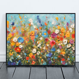 Poster Colorful Field of Wildflowers unframed