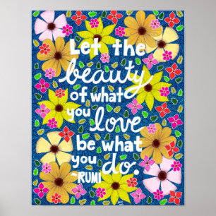Poster Colorful Floral Inspiring Quote Typography