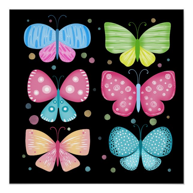 Pôster Colorful Flutter Friends (Frente)