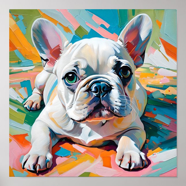 Poster Colorful French Bulldog Painting – Abstract Pop Ar (Frente)