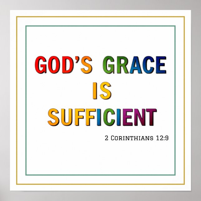 Poster Colorful Gods Grace Is Sufficient Clean Scripture (Frente)