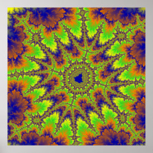 Poster Colorful Green, Orange and Blue Fractal