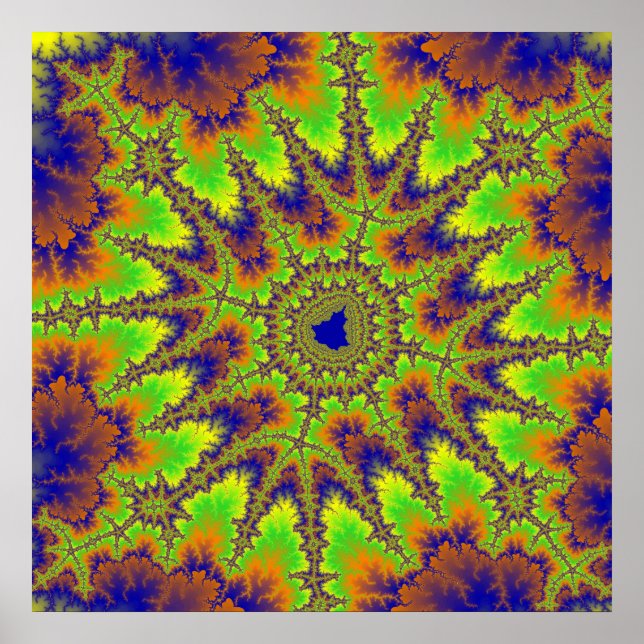 Poster Colorful Green, Orange and Blue Fractal (Frente)
