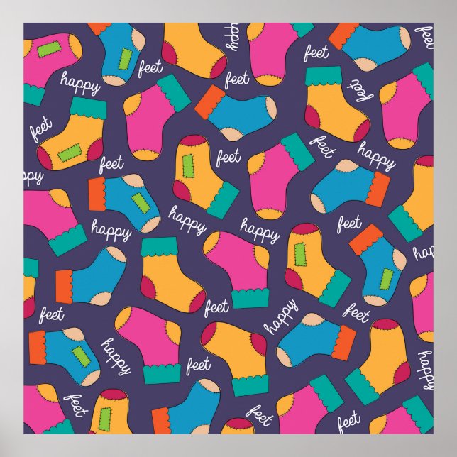 Poster Colorful Happy Feet Socks Pattern (Frente)