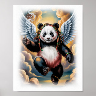 Poster Colorful Jamaican Panda Angel on a White