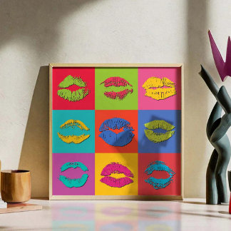 Poster Colorful Kissing Lips