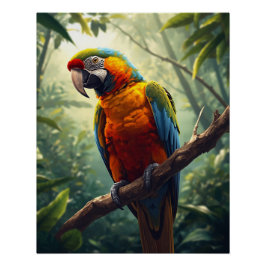 Pôster Colorful Macaw Parrot Poster – Tropical Wildlife W