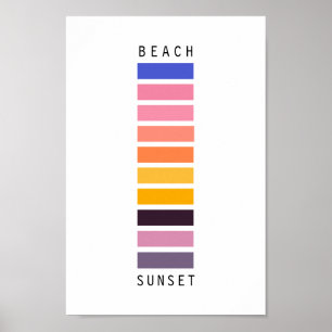 Poster Colorful Minimalist Deconstructed Beach Sunset