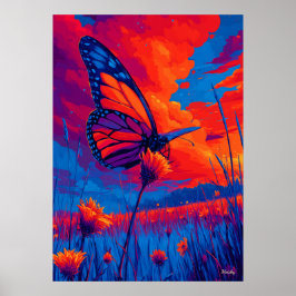 Poster Colorful Monarch Butterfly Expressionist Wall Art