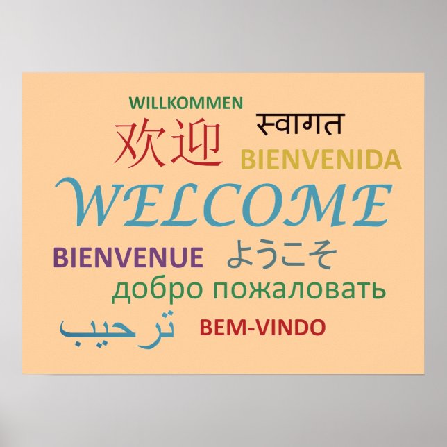Poster Colorful Multiple Language Welcome (Frente)