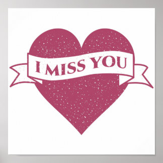 Poster Colorful pink I miss you distressed Heart