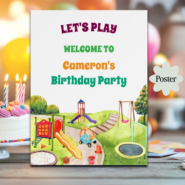 Poster Colorful Playground Birthday Party Welcome (Criador carregado)