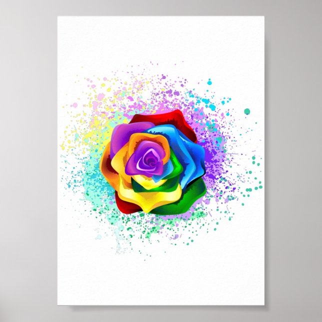 Poster Colorful Rainbow Rose (Frente)