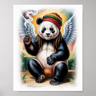 Poster Colorful Rasta Panda Angel on a White