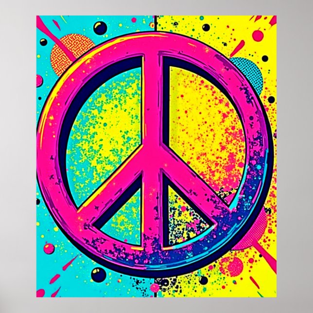 Poster Colorful Retro Peace Sign (Frente)