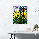 Poster Colorful Stained Glass Illustration<br><div class="desc">A beautiful art nouveau-style digital design that incorporates elements of stained glass and geometric lines. This type of design would be perfect for adding a decorative touch to a room.</div>