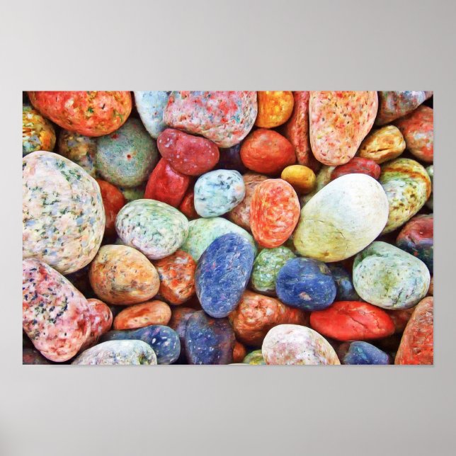Pôster Colorful Stones - River Rocks Painting (Frente)