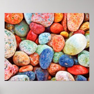 Pôster Colorful Stones - River Rocks Painting