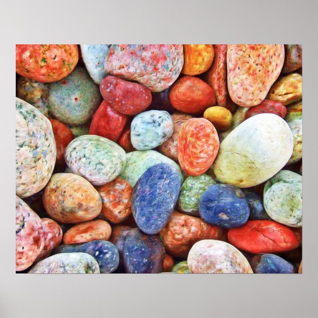 Pôster Colorful Stones - River Rocks Painting (Frente)