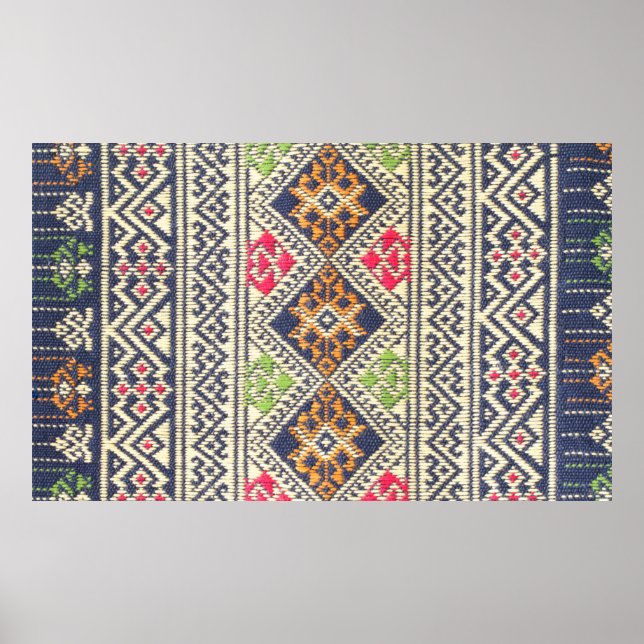 Poster Colorful Thailand style rug surface close up vinta (Frente)