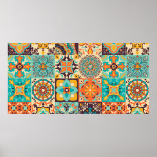 Poster Colorful tiles Azulejos. Traditional Portuguese or