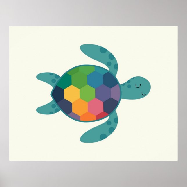 Poster Colorful Turtle with Geometric Shell Baby kids  (Frente)