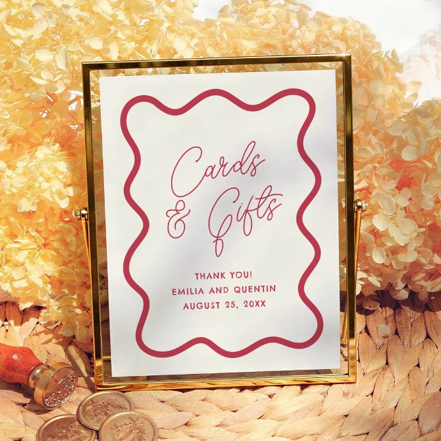 Poster Colorful Wavy Retro Wedding Cards & Gifts Sign (Criador carregado)