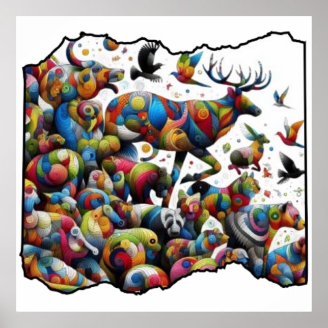 Poster Colorful Wildlife — wild bursts (Frente)