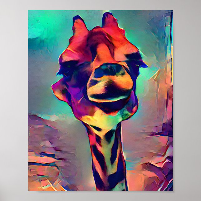 Poster Colorida Abstrato Giraffe (Frente)