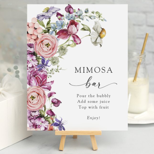 Poster Colorida Bar Mimosa (Colorful Floral Mimosa Bar Poster by Painted Paperie
)