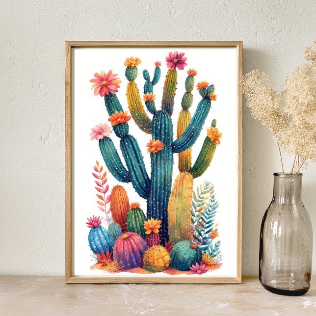 Poster Colorida Boho Desert Cactus Art (Criador carregado)