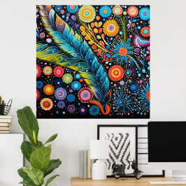 Poster Colorida Bright Psychedelic BOHO Abstrato