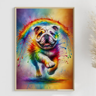 Poster Colorida Bulldog Paint Splatter