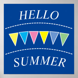 Poster Colorida Bunting Hello Summer