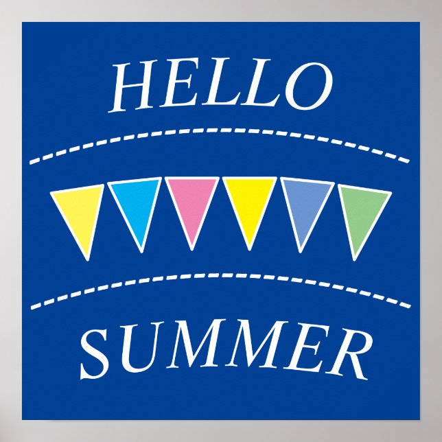 Poster Colorida Bunting Hello Summer (Frente)