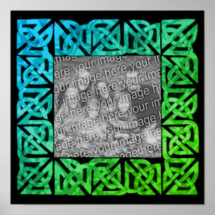 Poster Colorida Celtic Knot Green Frame Adicionar Sua Fot