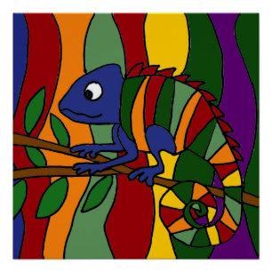 Pôster Colorida Chameleon Art Abstrato