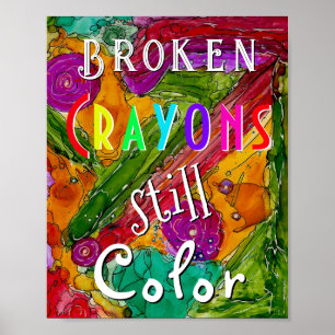 Poster Colorida Crayons de cor ainda quebrados