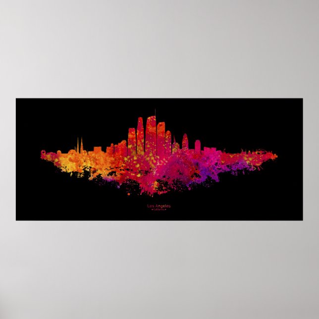 Poster Colorida da Skyline de Los Angeles (Frente)